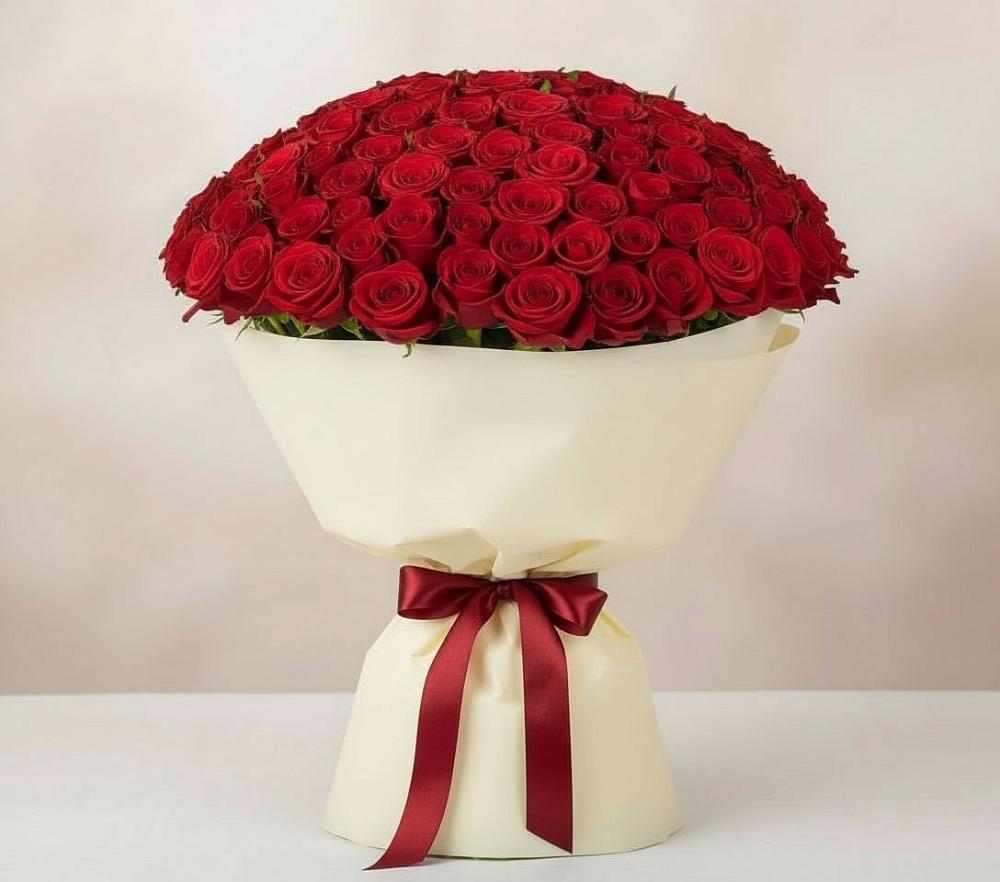 Букет 101 Красная роза Милано в Ленинске