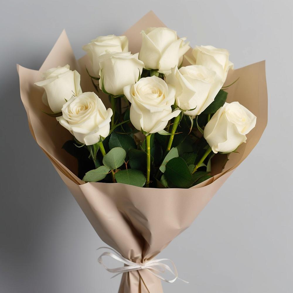 Букет 9 Белых роз Эдлесс Лав в Ленинске