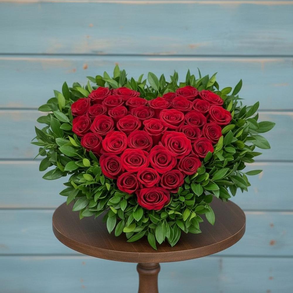 Цветочная композиция из Розы в виде сердца в Ленинске