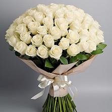 Букет 101 беля роза Белоснежка в Ленинске