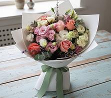 Букет цветов из:  Розы, Лизиантусы и Гвоздики #REPLACE_PRED# Ленинске