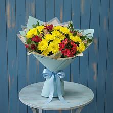Букет цветов из:  Альстромерии и Хризантемы в Ленинске