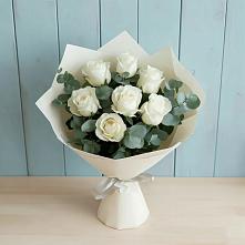 Букет Белые розы в Эвкалипте #REPLACE_PRED# Ленинске