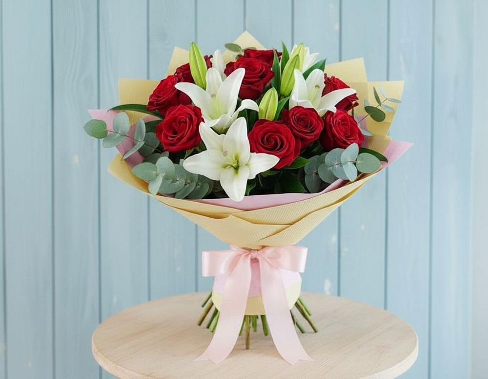 Букет цветов из: Лилии и Розы в Ленинске